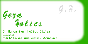 geza holics business card